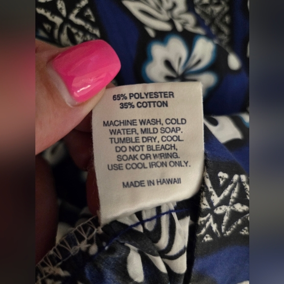 Royal Hawaiian Creations Blue Black Floral Luau Dress Large NWOT (6012) - Picture 6 of 6